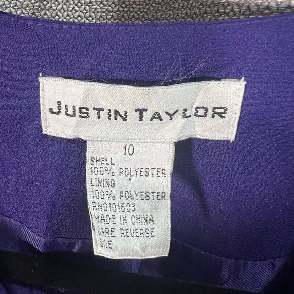 Justin Taylor Vintage 2 Piece Skirt and Blazer Suit Purple Embellished Size 10 - Picture 2 of 16